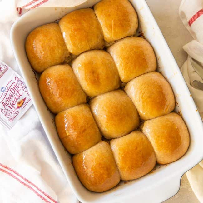 Honey Wheat Rolls on a Baking Dish