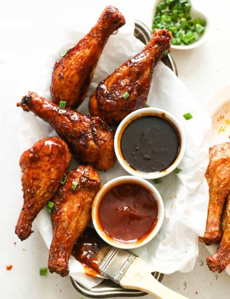 Smoked Chicken Legs served with dipping sauces