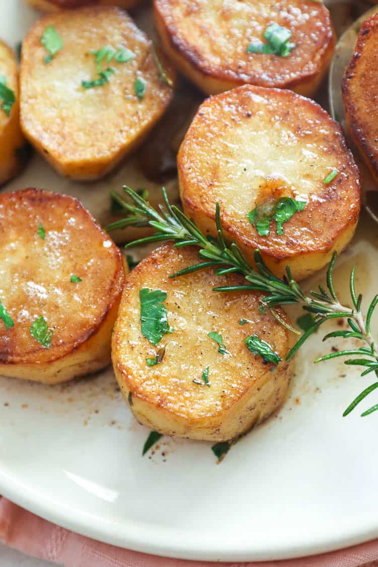 fondant potato with herbs