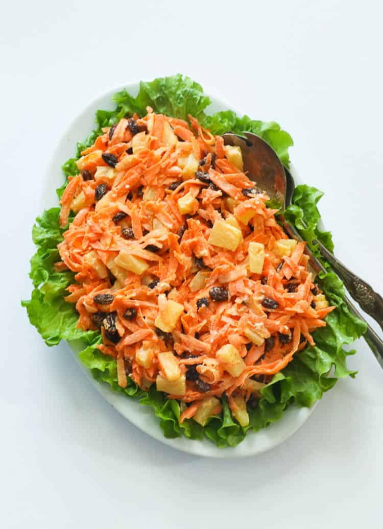 carrot salad on a lettuce 