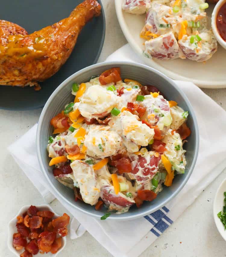 ranch potato salad with chicken and bacon