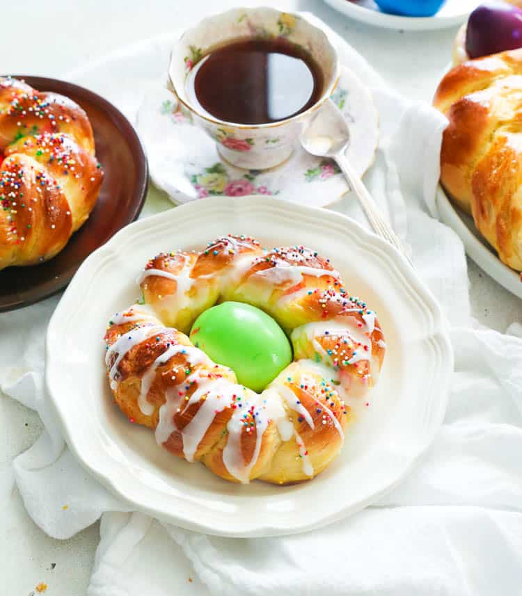 Individual Easter Bread with Sprinkles and Sugar Glaze