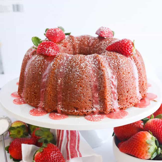 Homemade Strawberry Bundt Cake Recipe - A Latte Food