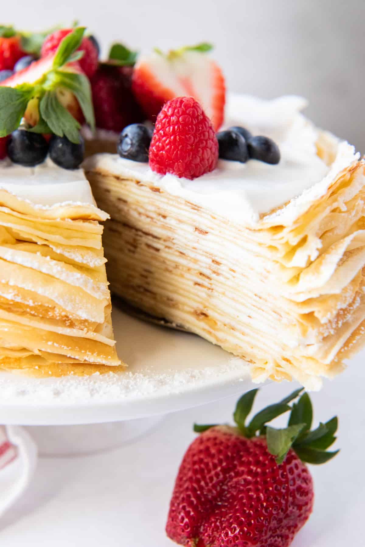 Luscious Piece of Crepe Layer Cake with Berries
