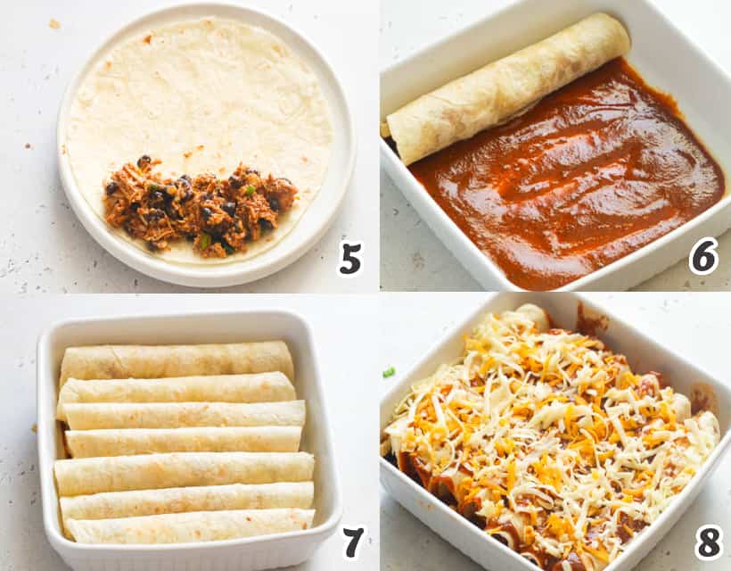 how to assemble chicken enchiladas