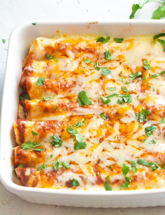 Chicken Enchiladas served in a Pan