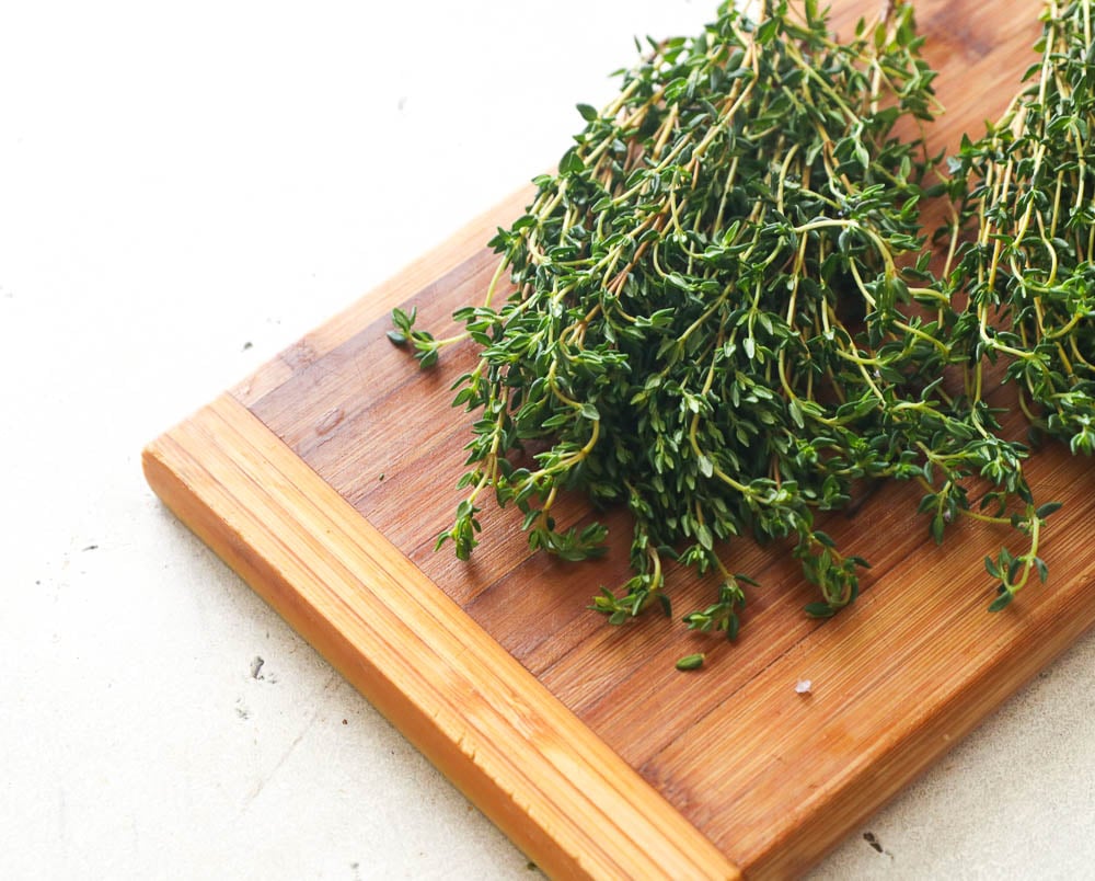 Thyme on cutting board