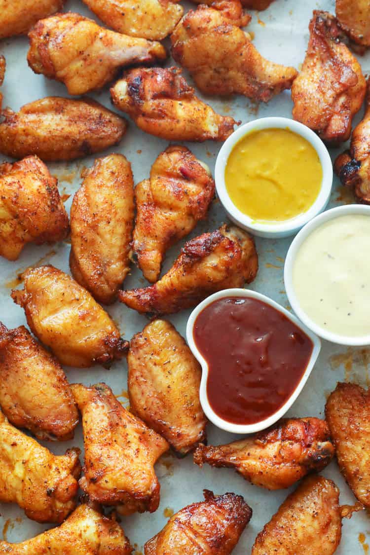 Smoked Chicken Wings with sauces