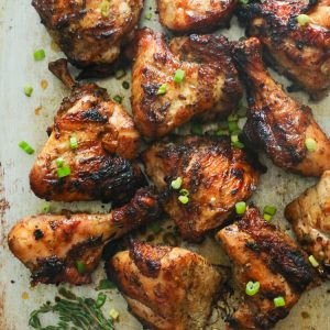 Jerk Chicken garnished with Thyme