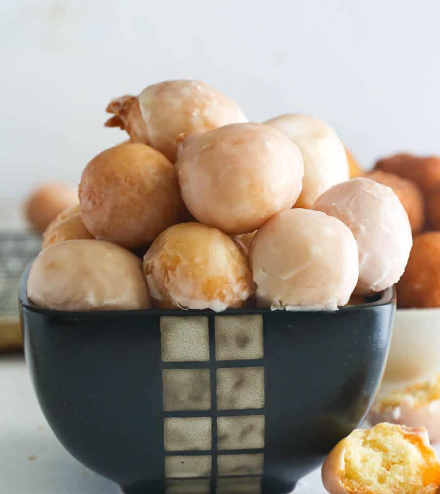 a bowl of donut holes