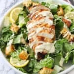 Chicken Caesar Salad with lemon and dressing