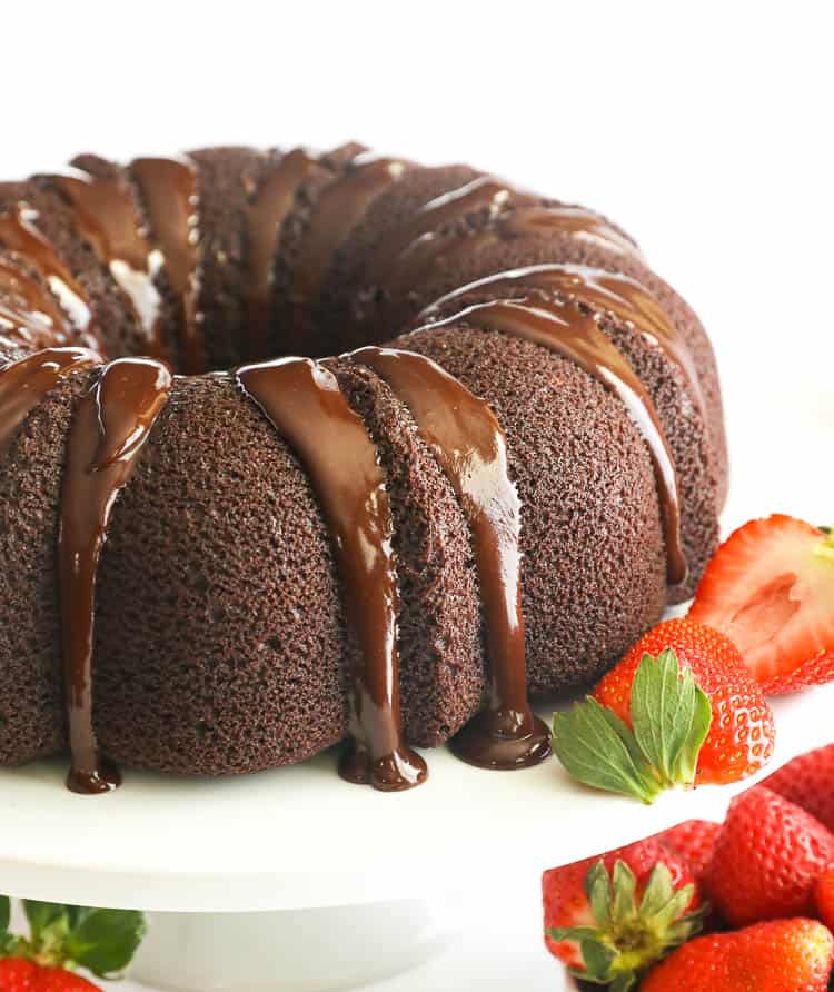 chocolate pound cake smothered with chocolate ganache