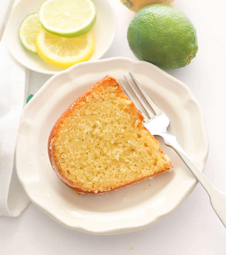 Slice 7UP Pound Cake on White Plate