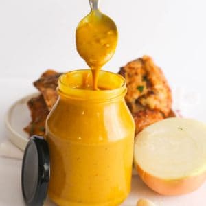 Mustard BBQ Sauce with spoon