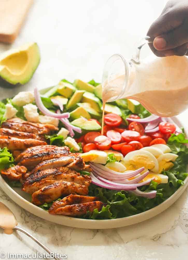 Cajun Chicken Avocado Salad Drizzling Dressing