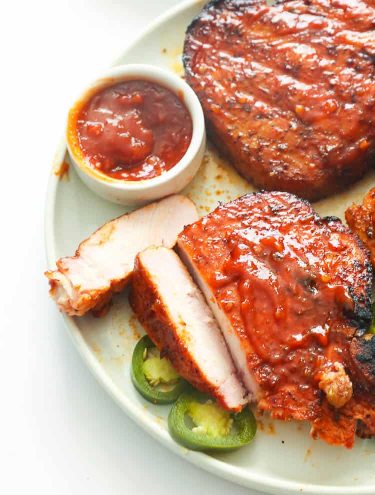 Smoked Pork Chop with barbecue sauce