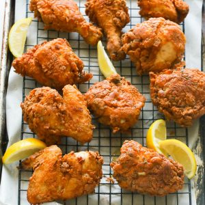Southern Fried Chicken with lemon slices