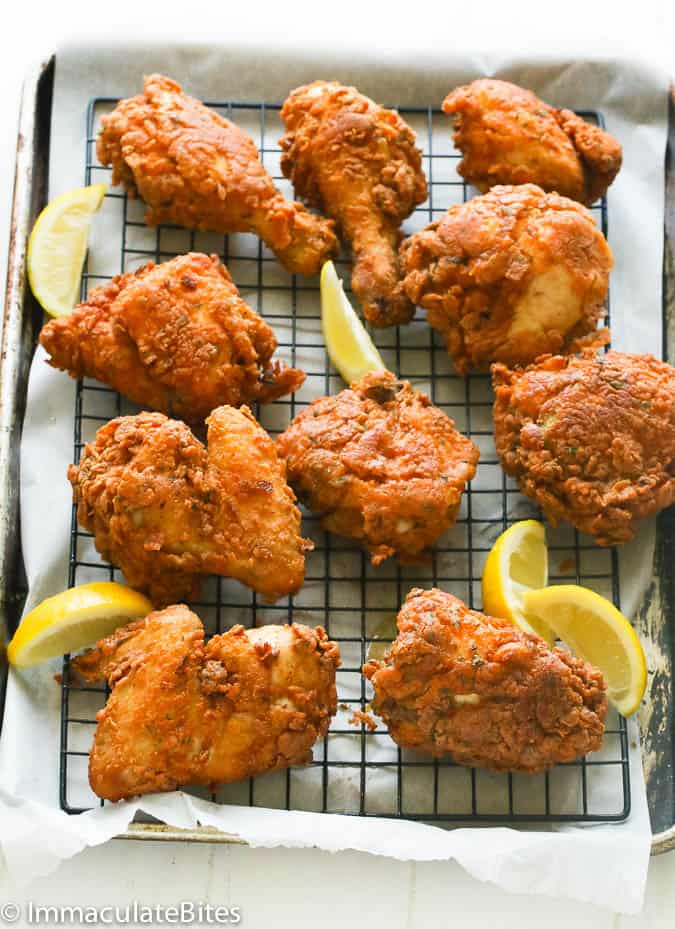 Southern Fried Chicken with lemon slices