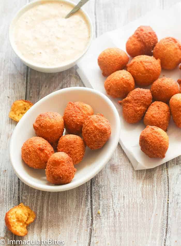 Hush puppies with white dip