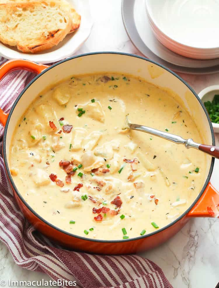 New England Clam Chowder in stock pot