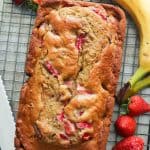 Strawberry Banana Bread on a Cooling Rack