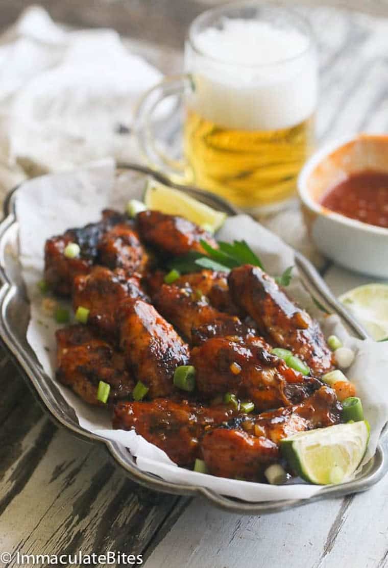 Caribbean hot sticky wings for a summer BBQ.