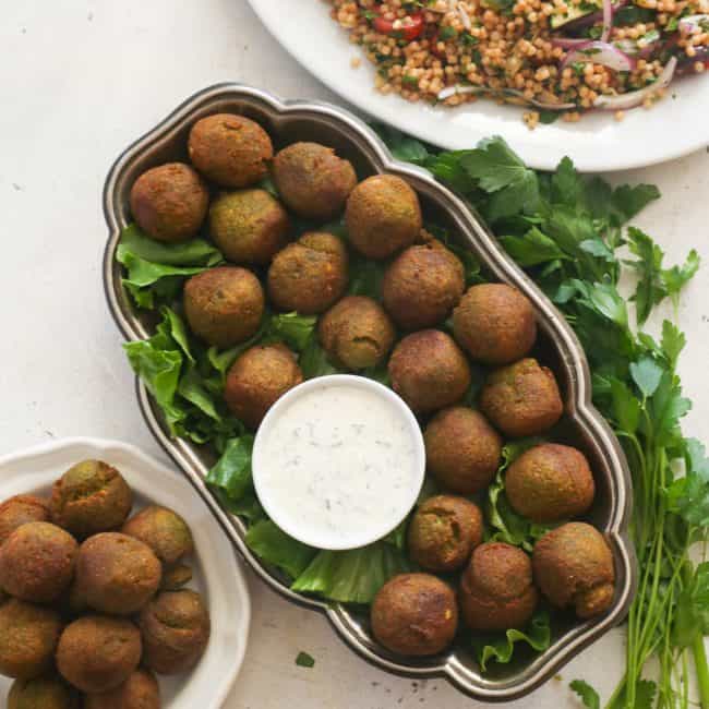 Deep-fried vegan falafel