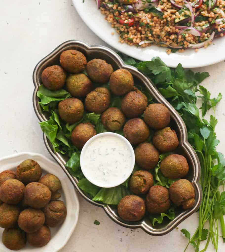 Deep-fried vegan falafel