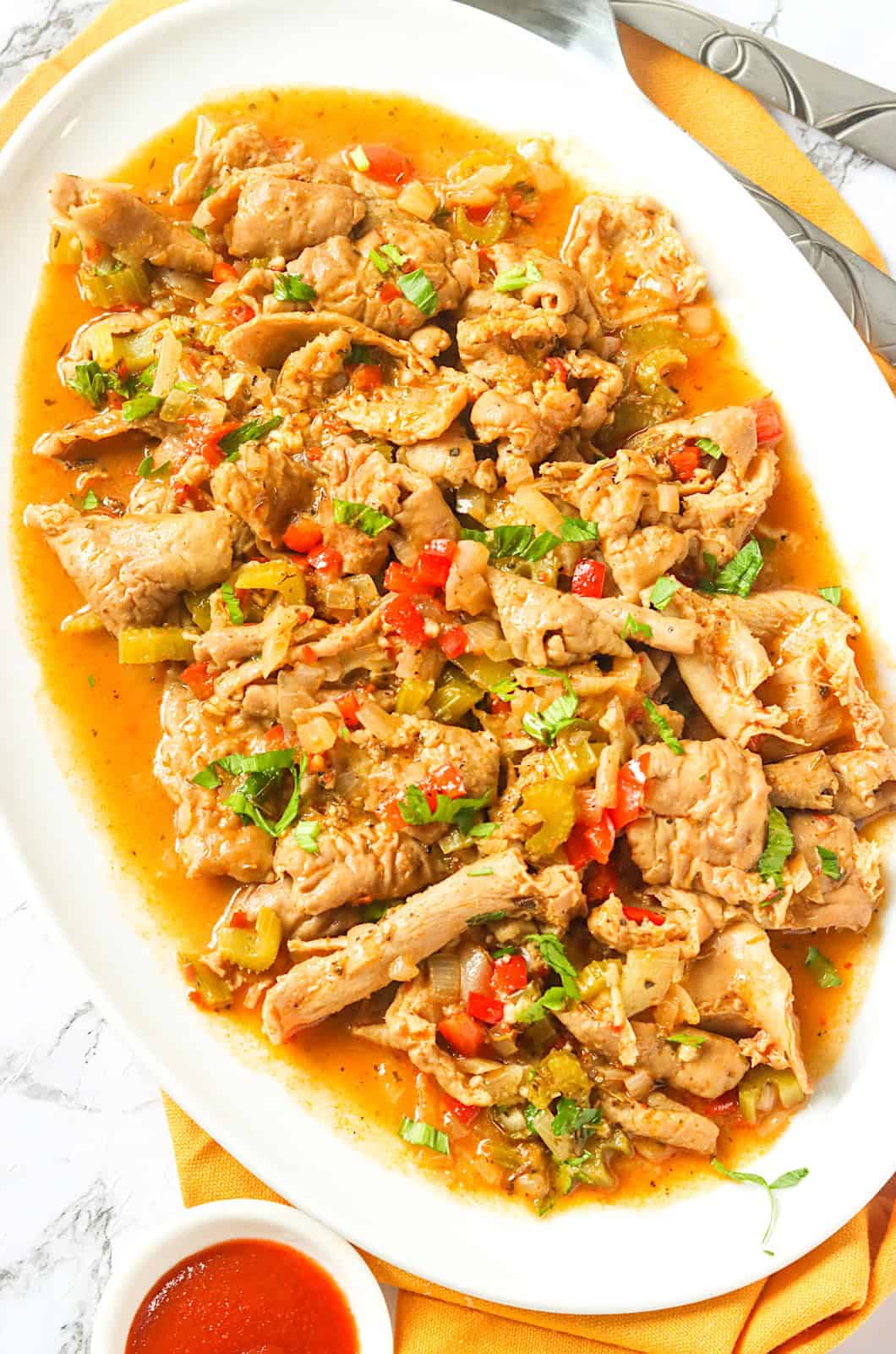 Serving up classic soul food, chitterlings.