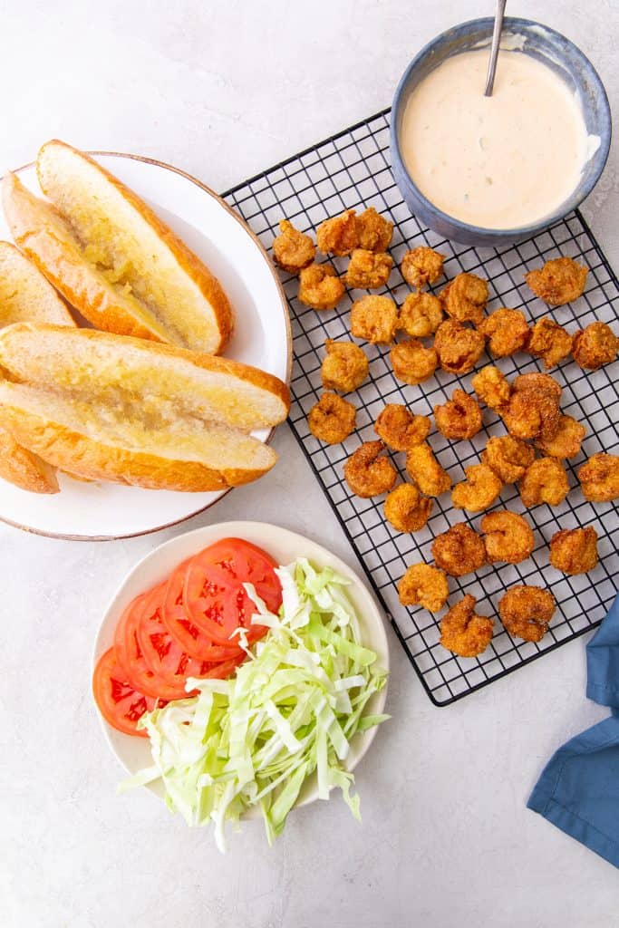 Shrimp Po Boy Sandwich Prep