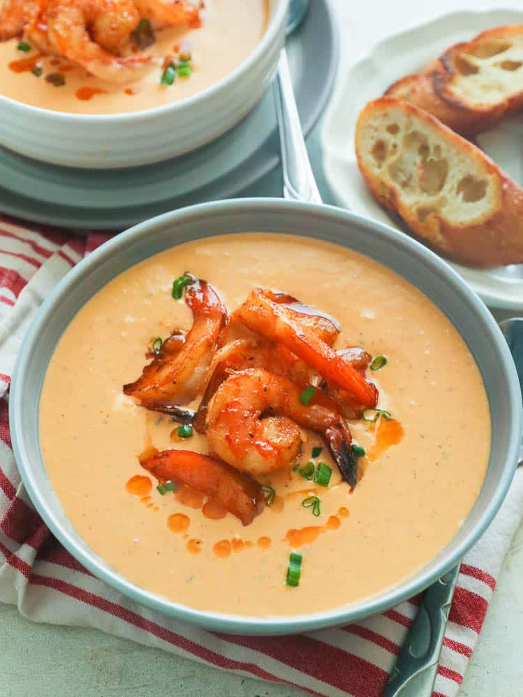 Bisque with Shrimp in bowl