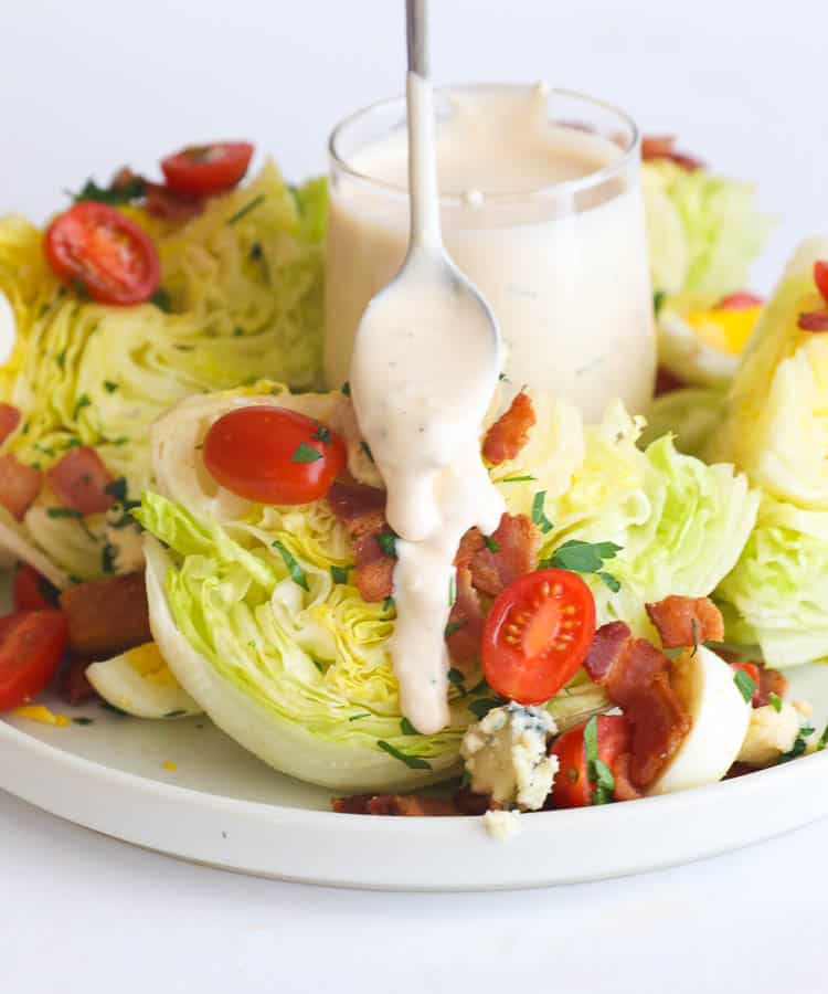Wedge Salad on white plate for Mom