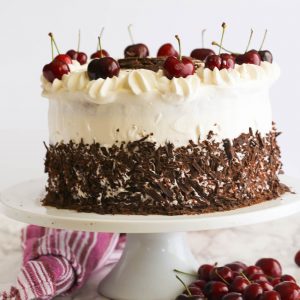 Black Forest Cake with cherries on top