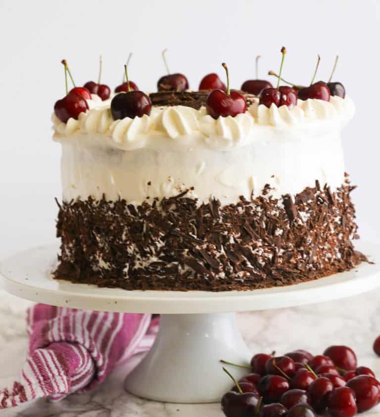 Black Forest Cake with cherries on top