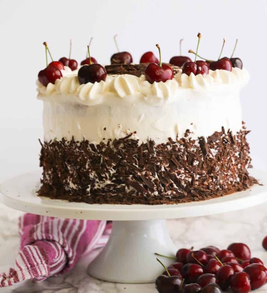 Black Forest Cake with cherries on top