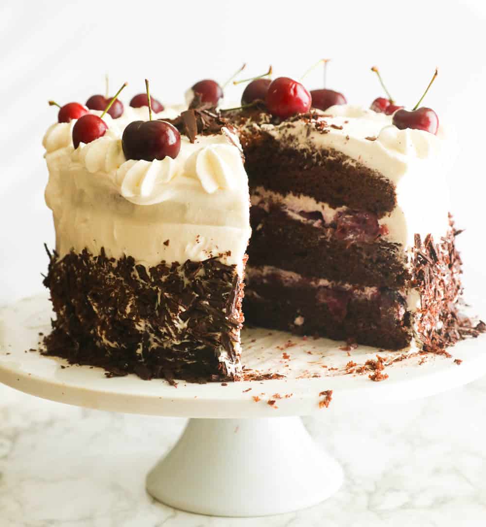 Black Forest Cake with a Slice Gone 