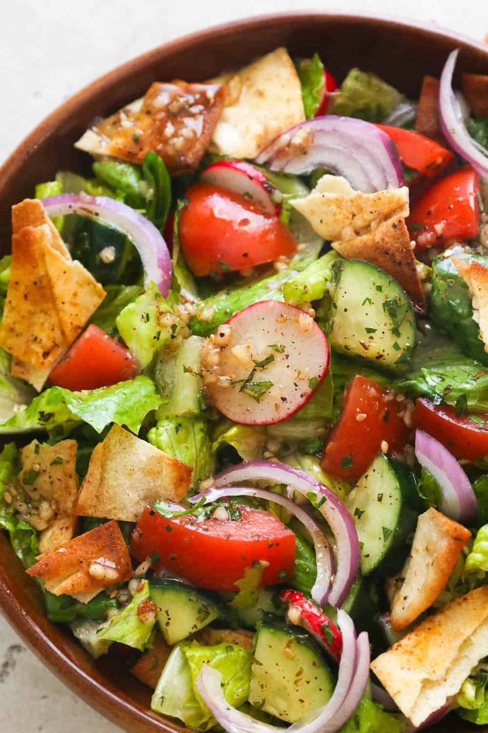 Fattoush Salad in a bowl