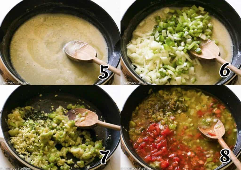 Instructions 5-8 Making the roux and sauce for shrimp etouffee
