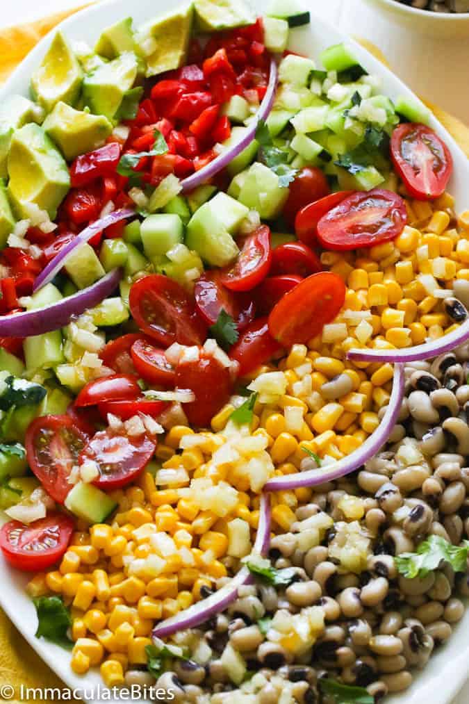 Black-eyed peas and corn salad ingredients