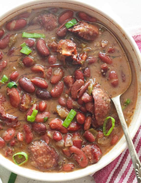 Instant Pot Red Beans with sliced green onions