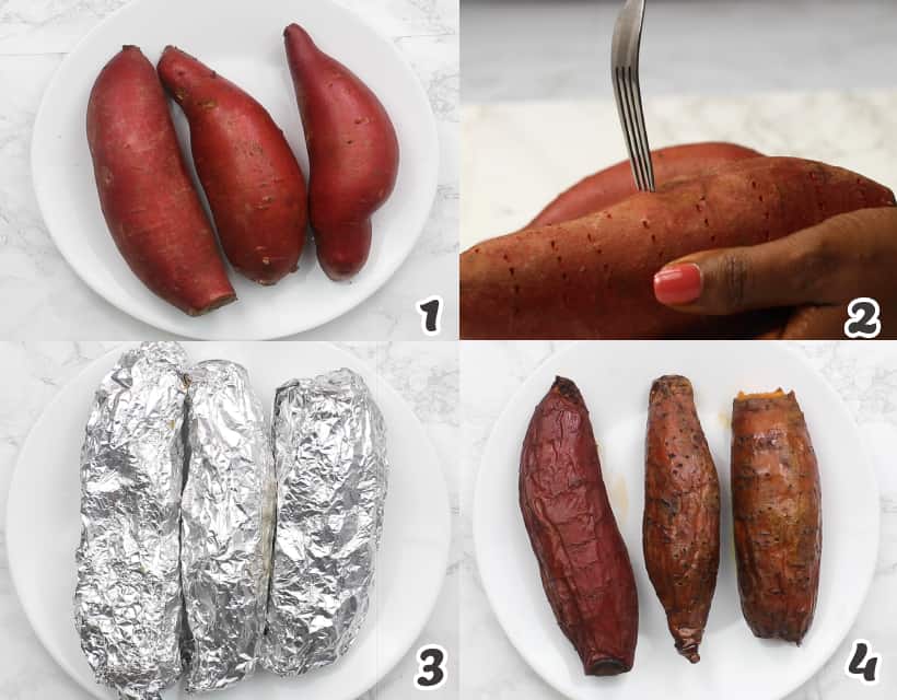 Preparing the sweet potatoes