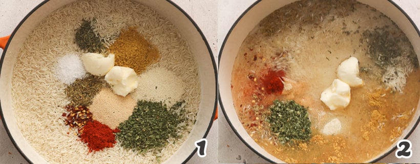 Cook the rice along with the seasonings