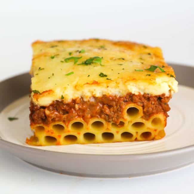 A big serving of Greek lasagna