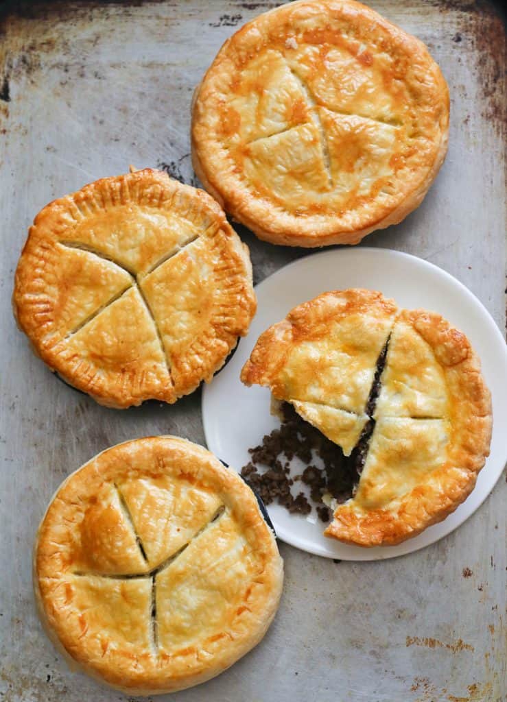 Four Tourtieres (Meat Pies) 