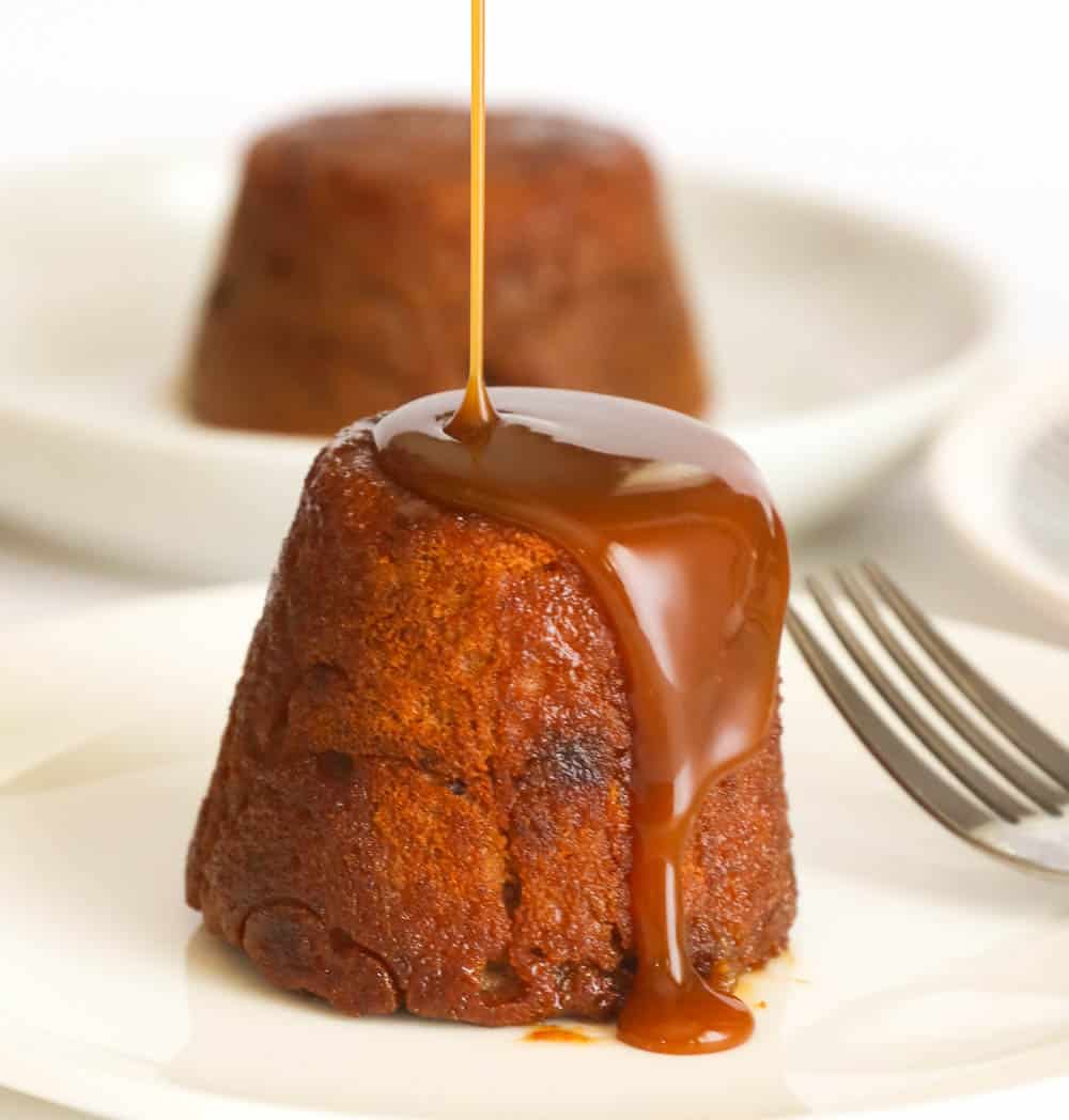 Toffee Pudding Poured with Butterscotch Sauce