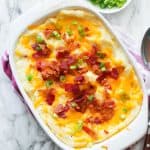 Loaded Mashed Potato Casserole with green onions