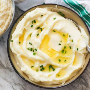 Mashed Potatoes with Cream Cheese, butter, and chives