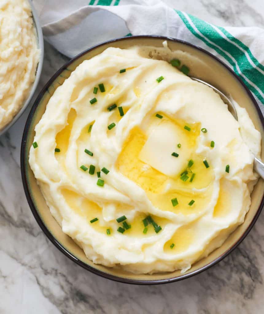 Mashed Potatoes with Cream Cheese, butter, and chives