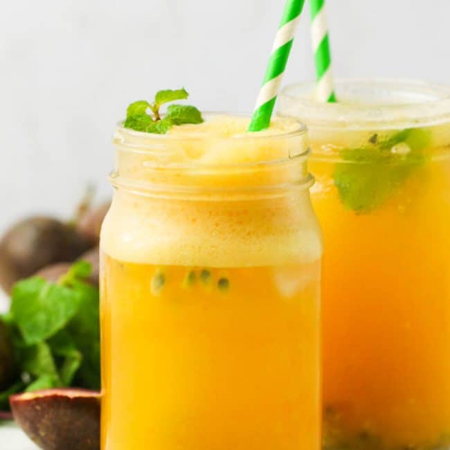 Two Glasses of Passion Fruit Juice