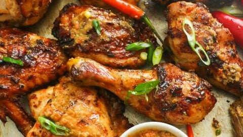 Peri Peri Chicken with piri piri sauce on the side for a spicy dinner